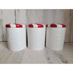 Hallmark seasons treatings‎ candy jar peppermint Xmas set decor